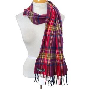 Chelsey by JOSEPH Scarf Unisex Cashmere 12X64 Fringe Red Plaid Stocking Stuffer